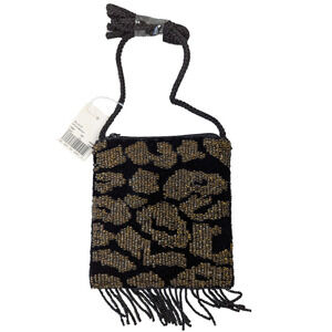 Small Beaded Leopard Print Bag with strap